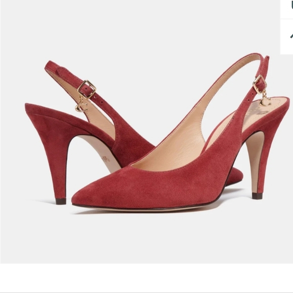 NWT COACH CHERRY SUTTON SUEDE SLINGBACK PUMPS 6B - Picture 2 of 16